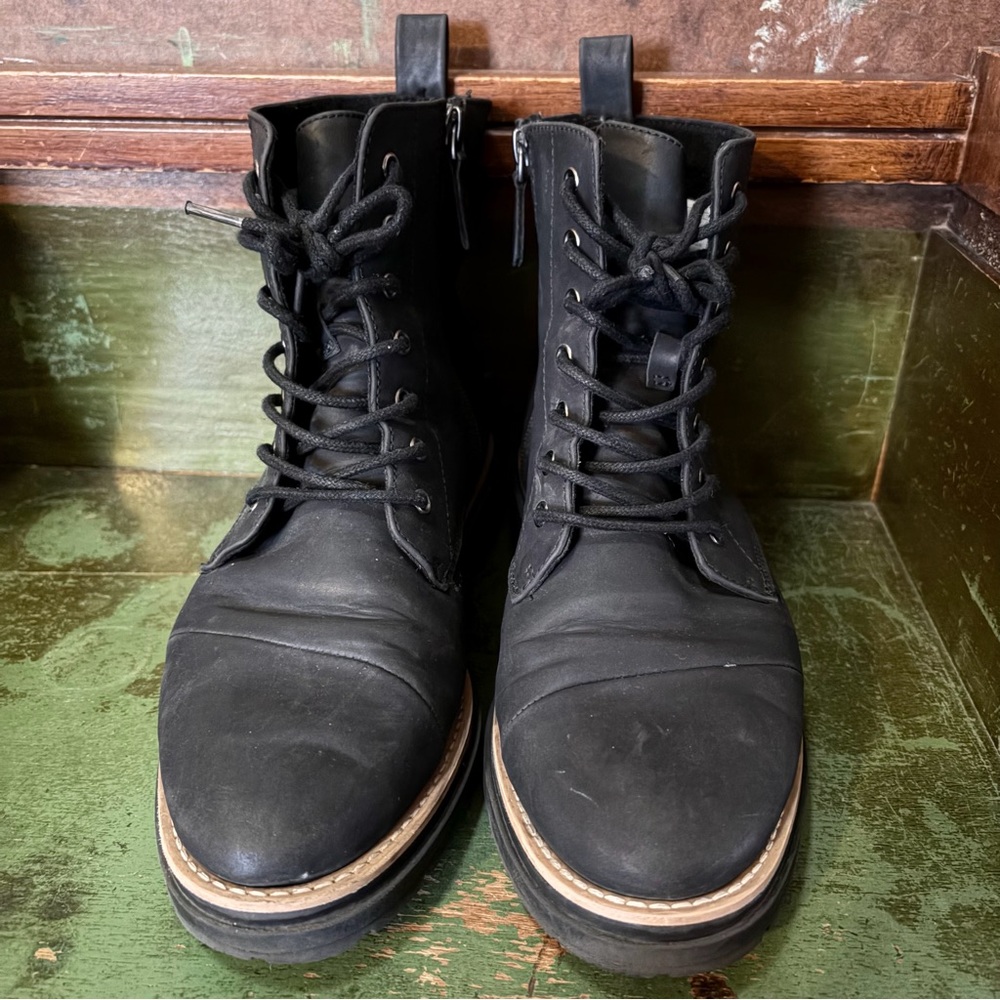 TOMS Black Leather Ankle Boots - Picture 5 of 15